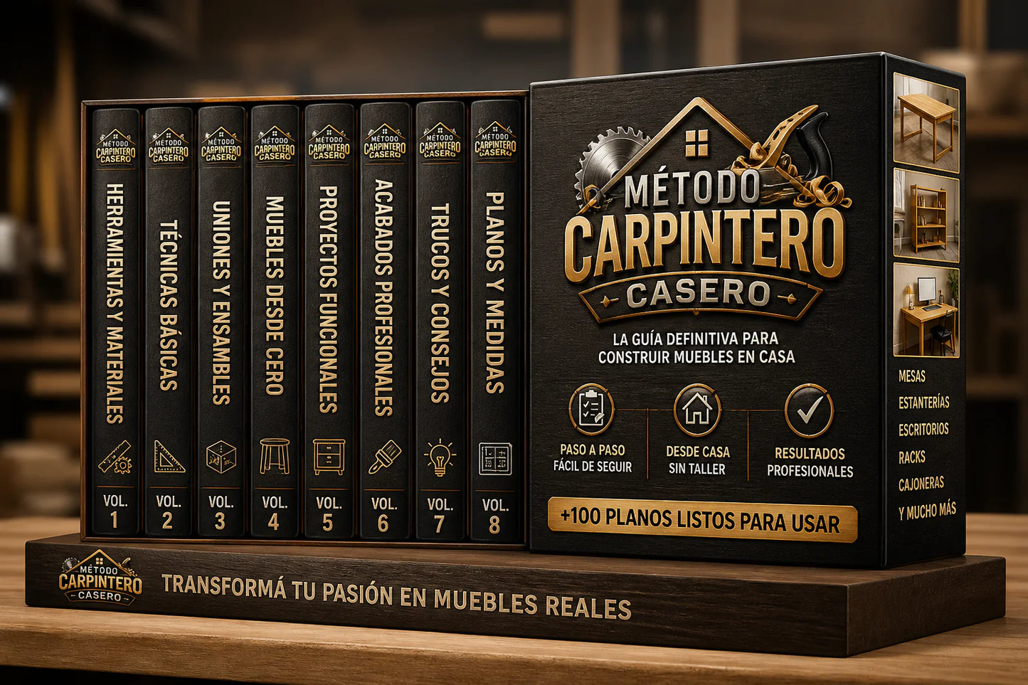Metodo Carpintero Casero: +100 Planos Faciles y Practicos - De Cero A Tu Primer Mueble En 30 Dias